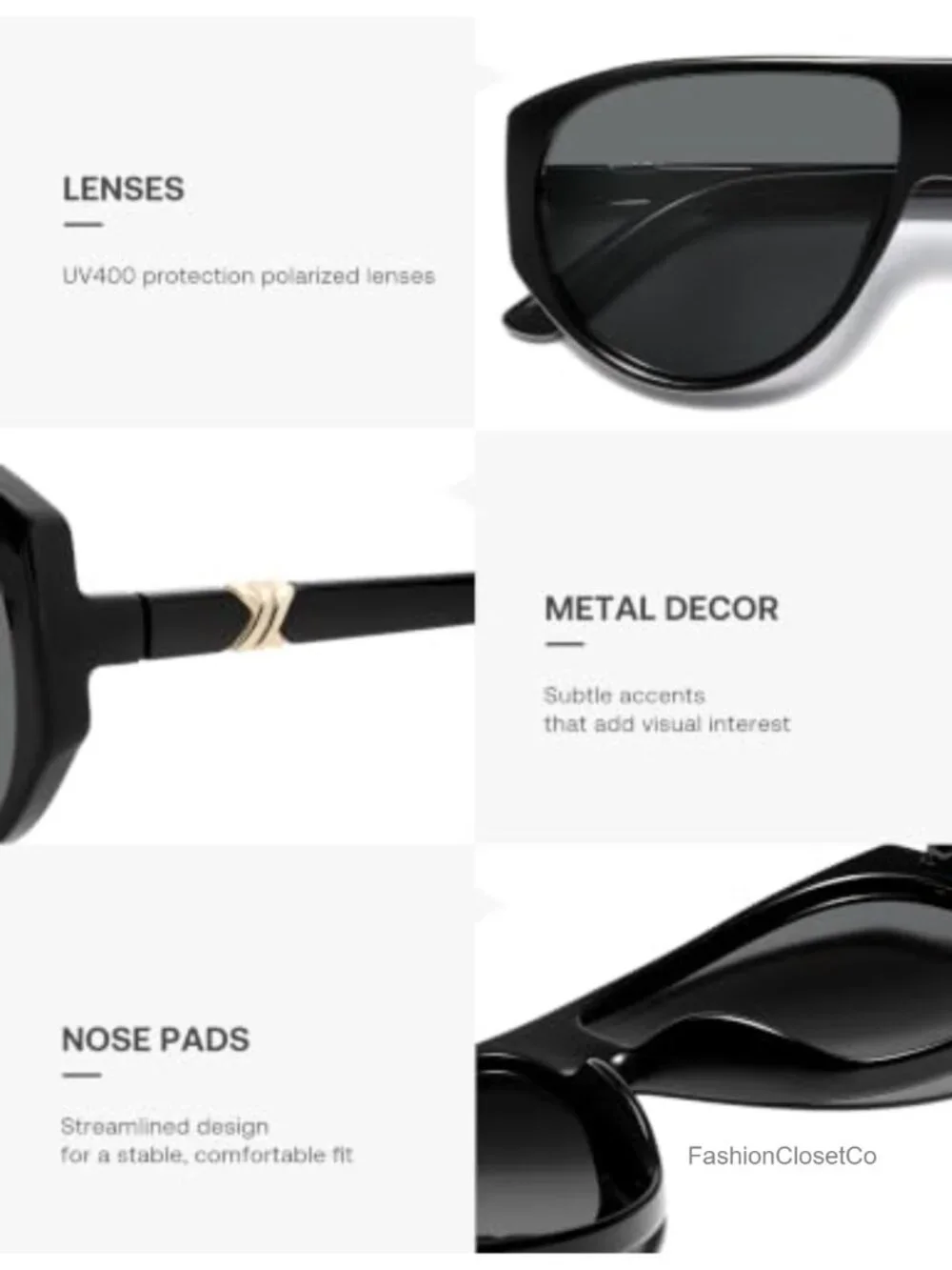 Polarized Square Aviator Sunglasses UV400 Protection Driving